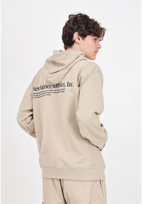 Beige men's sweatshirt with stitched logo NEW BALANCE | MT41539SOT254